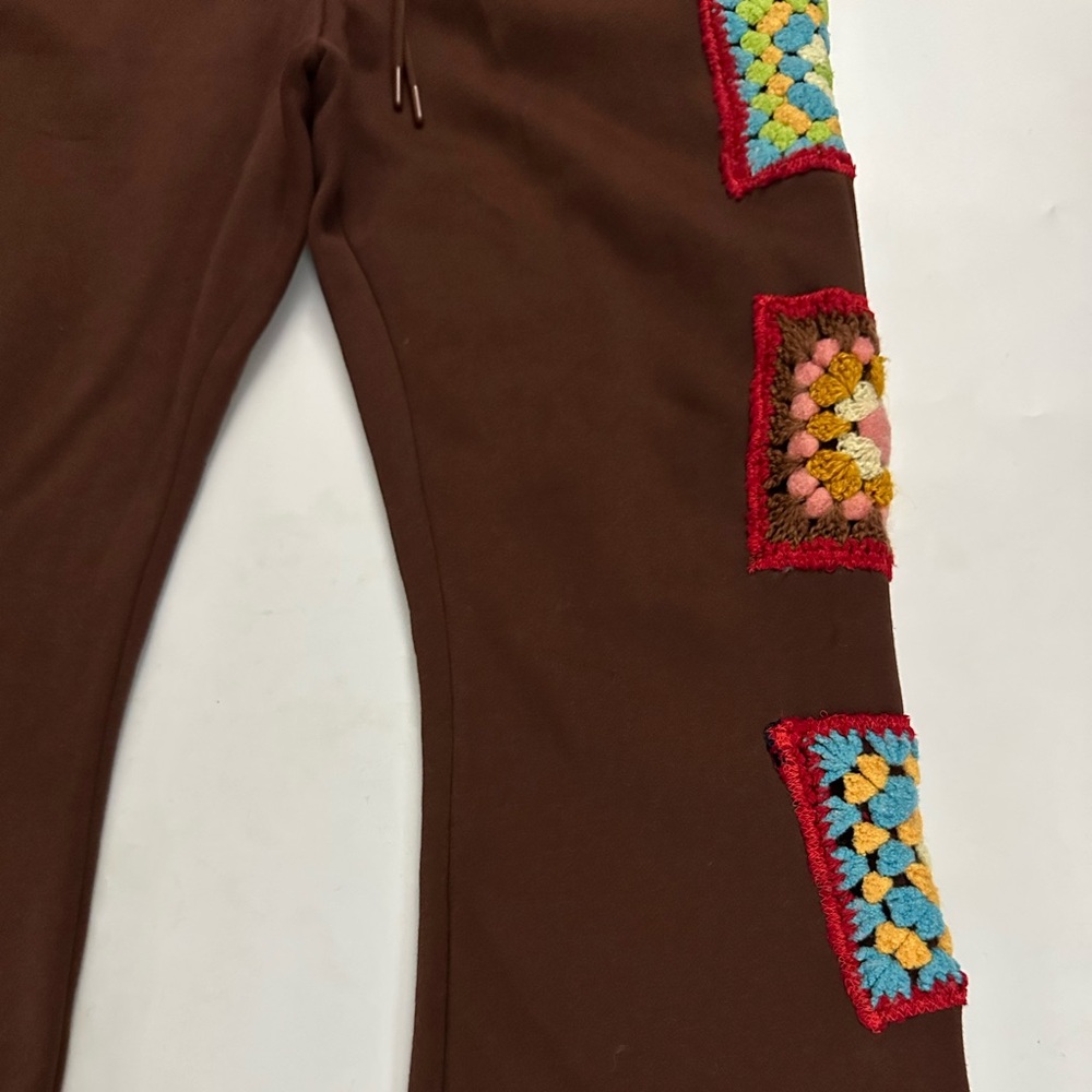 Brown Patchwork Sweatpants - image 2